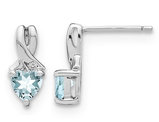 9/10 Carat (ctw) Natural Aquamarine Heart Earrings in Sterling Silver